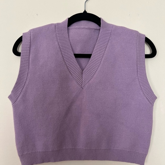 Lavender Sleeveless Women's Sweater Vest - Picture 1 of 11